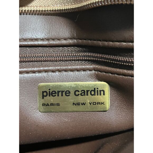 Pierre Cardin Vintage Monogram Satchel Bag Beige Brown Logo Print Tote - Picture 10 of 10